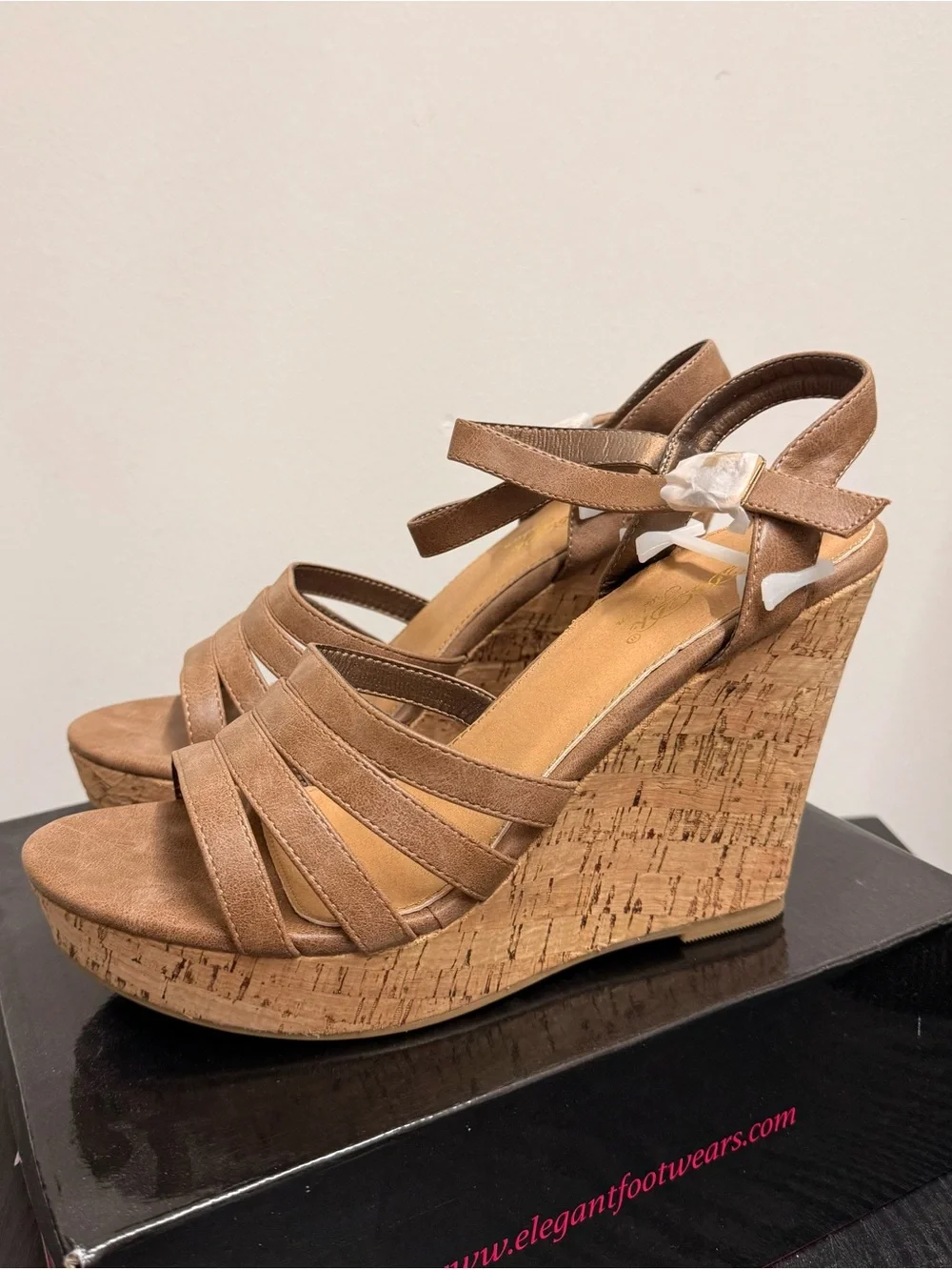 Women's Tan Cork Wedge Sandals